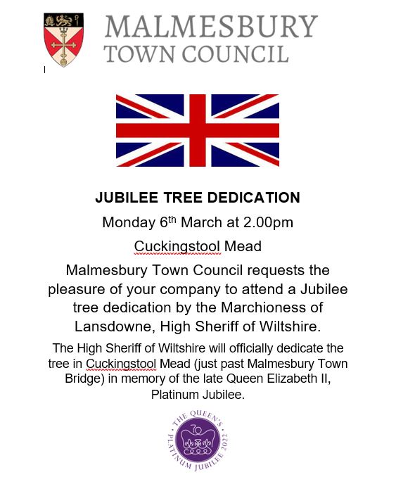 Jubilee Tree Dedication - Monday 6th March 2023 - All Welcome.